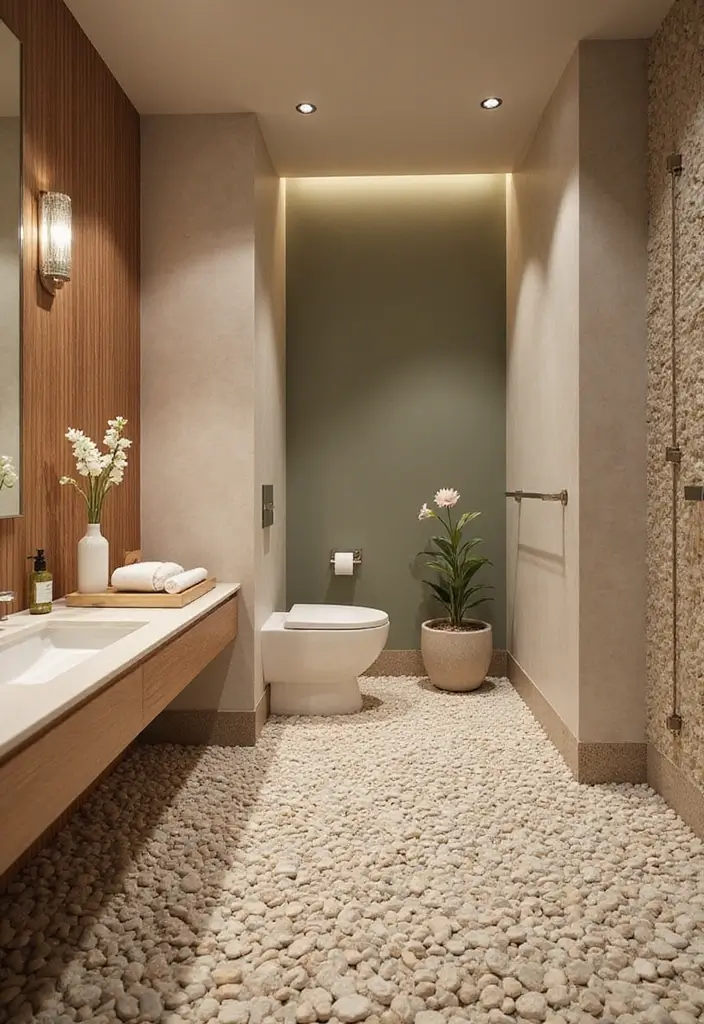 30 Floor Decoration Ideas That Instantly Upgrade Interiors 14 30 Floor Decoration Ideas That Instantly Upgrade Interiors - 14. Decorative Pebble Flooring for Nature-Inspired Aesthetic