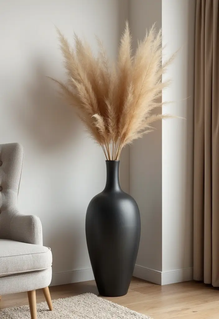 30 Floor Vase Decorating Ideas That Transform Corners 1 30 Floor Vase Decorating Ideas That Transform Corners - 1. Statement Monochrome Vases