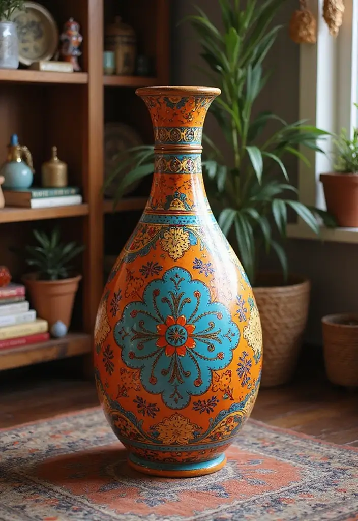 30 Floor Vase Decorating Ideas That Transform Corners 17 30 Floor Vase Decorating Ideas That Transform Corners - 17. Artistic Hand-Painted Vases