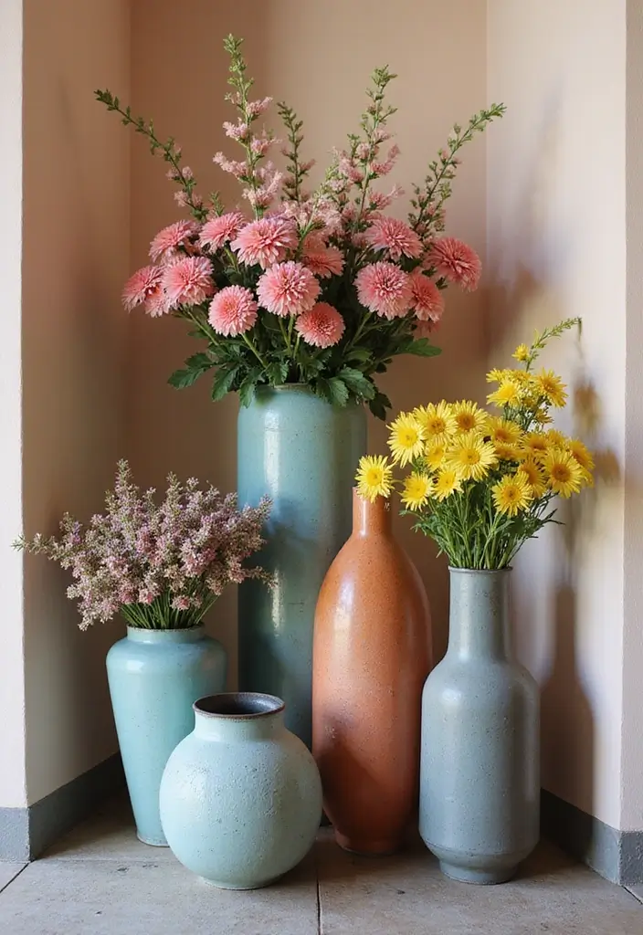 30 Floor Vase Decorating Ideas That Transform Corners 27 30 Floor Vase Decorating Ideas That Transform Corners - 27. Layered Vases