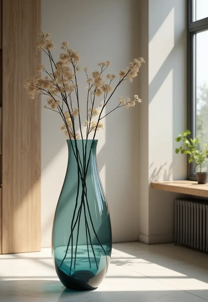 30 Floor Vase Decorating Ideas That Transform Corners 28 30 Floor Vase Decorating Ideas That Transform Corners - 28. Elegant Glass Blown Vases