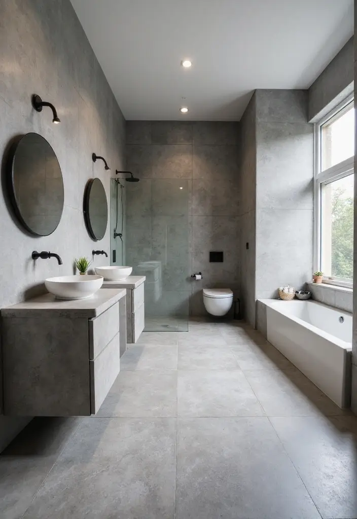 30 Gray Bathroom Floor Tile Inspirations That Add Soft Elegance 11 30 Gray Bathroom Floor Tile Inspirations That Add Soft Elegance - 11. Large Format Gray Tiles for an Open Feel