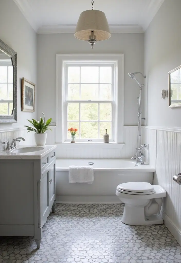 30 Gray Bathroom Floor Tile Inspirations That Add Soft Elegance 13 30 Gray Bathroom Floor Tile Inspirations That Add Soft Elegance - 13. Gray and White Checkerboard Pattern