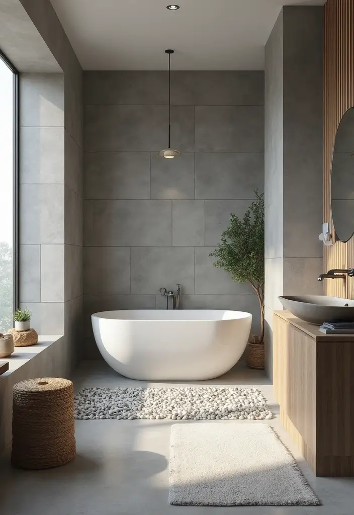 30 Gray Bathroom Floor Tile Inspirations That Add Soft Elegance 24 30 Gray Bathroom Floor Tile Inspirations That Add Soft Elegance - 24. Gray Tiles with Pebble Accents