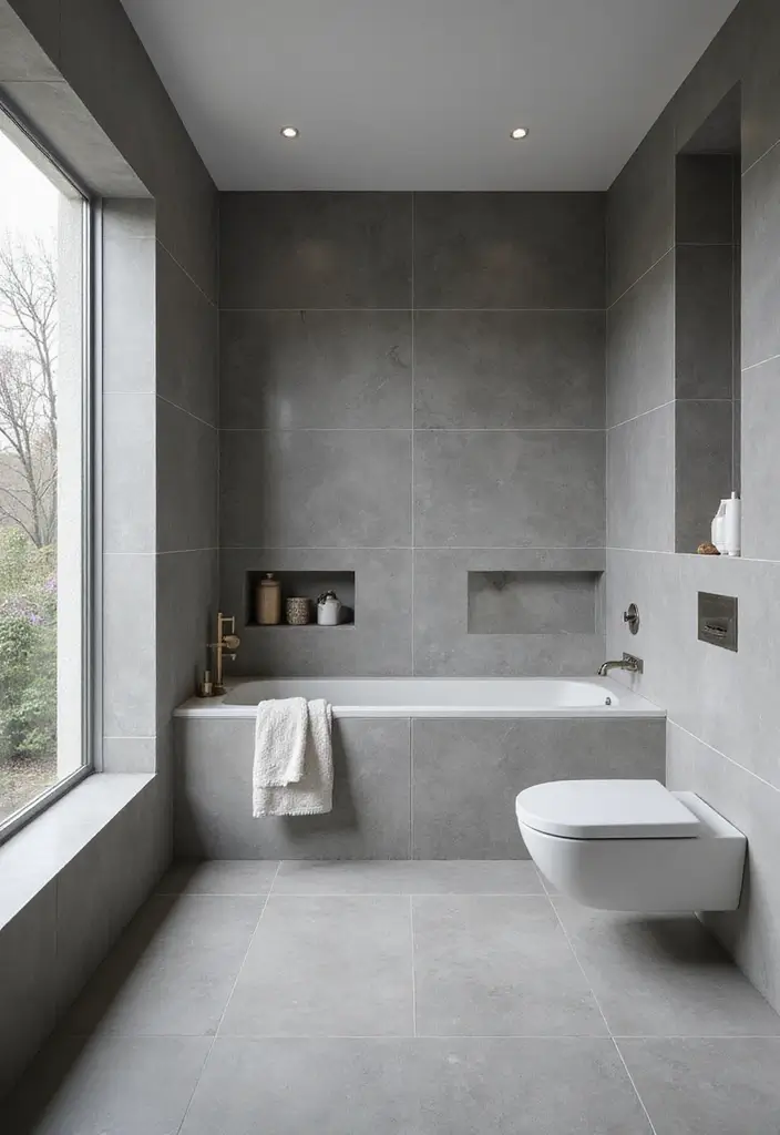 30 Gray Bathroom Floor Tile Inspirations That Add Soft Elegance 28 30 Gray Bathroom Floor Tile Inspirations That Add Soft Elegance - 28. Gray Tiles with Minimalist Decor