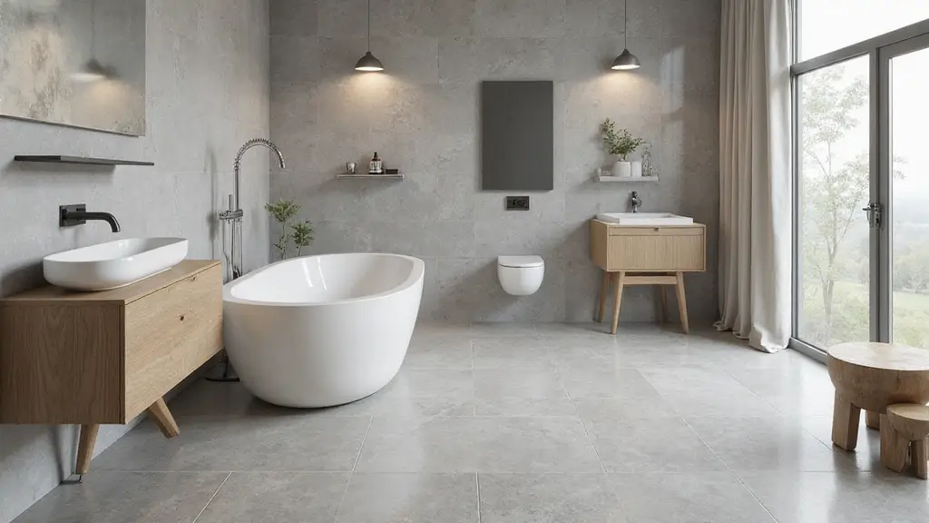 30 Gray Bathroom Floor Tile Inspirations That Add Soft Elegance