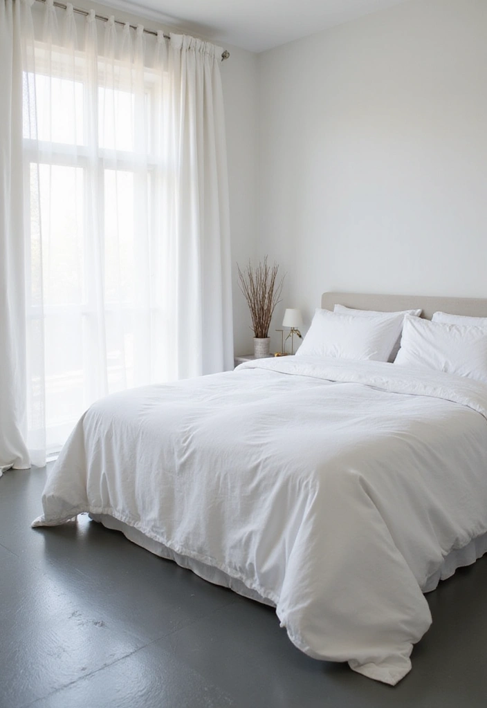 30 Grey Floor Bedroom Ideas That Look Cozy & Calm 1 30 Grey Floor Bedroom Ideas That Look Cozy & Calm - 1. Soft White Accents