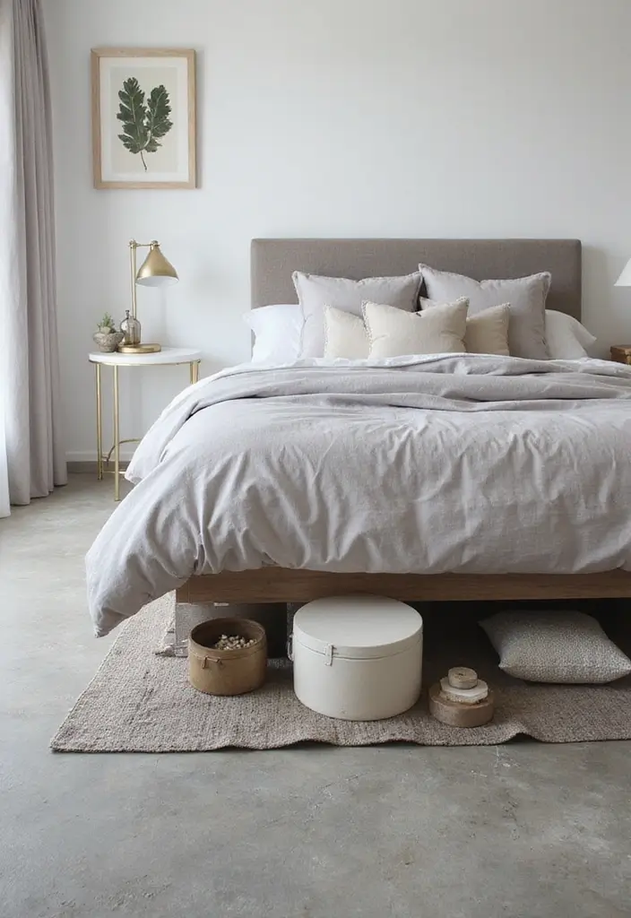30 Grey Floor Bedroom Ideas That Look Cozy & Calm 15 30 Grey Floor Bedroom Ideas That Look Cozy & Calm - 15. Functional Storage Solutions