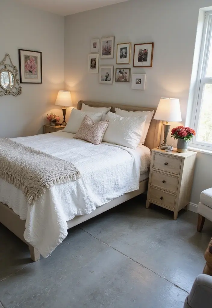 30 Grey Floor Bedroom Ideas That Look Cozy & Calm 17 30 Grey Floor Bedroom Ideas That Look Cozy & Calm - 17. Personalized Decor