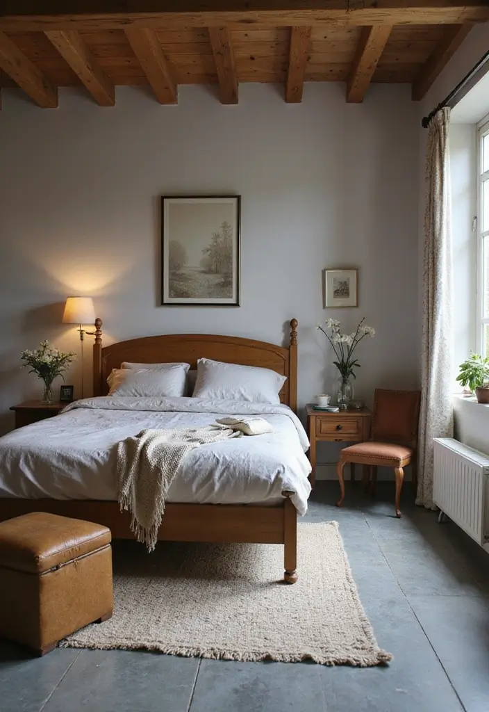 30 Grey Floor Bedroom Ideas That Look Cozy & Calm 2 30 Grey Floor Bedroom Ideas That Look Cozy & Calm - 2. Warm Wood Tones