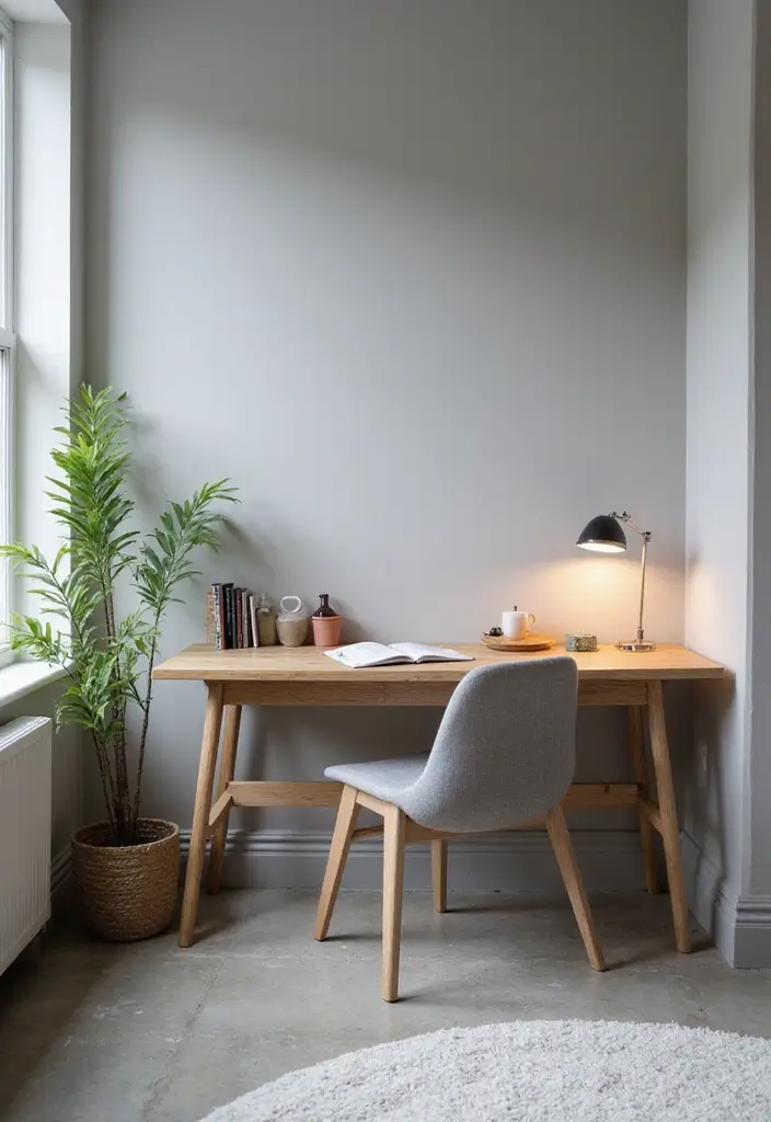 30 Grey Floor Bedroom Ideas That Look Cozy & Calm 22 30 Grey Floor Bedroom Ideas That Look Cozy & Calm - 22. Functional Workspace