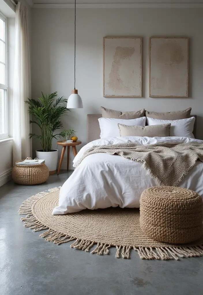30 Grey Floor Bedroom Ideas That Look Cozy & Calm 3 30 Grey Floor Bedroom Ideas That Look Cozy & Calm - 3. Layered Textures
