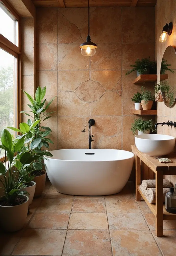 30 Hexagon Floor Tile Bathroom Ideas That Look Stunning 3 30 Hexagon Floor Tile Bathroom Ideas That Look Stunning - 3. Earthy Tones for a Natural Feel