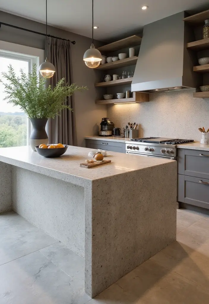30 Kitchen Layouts with Island Floor Plans That Are Genius 27 30 Kitchen Layouts with Island Floor Plans That Are Genius - 27. The Elegant Natural Stone Island