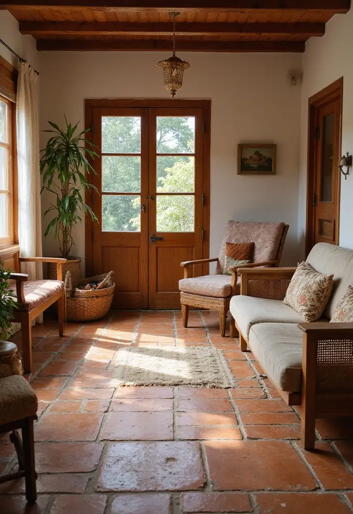 30 Tile Floor Living Room Designs That Add Texture 2 30 Tile Floor Living Room Designs That Add Texture - 2. Terracotta Textures