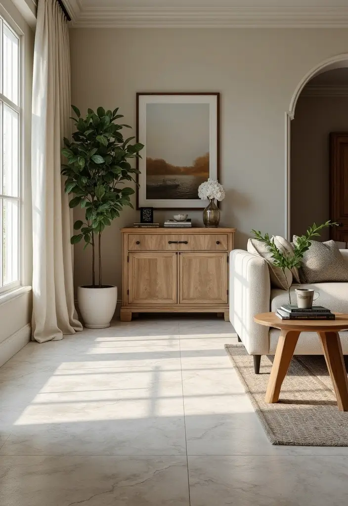 30 Tile Floor Living Room Designs That Add Texture 22 30 Tile Floor Living Room Designs That Add Texture - 22. Transitional Style