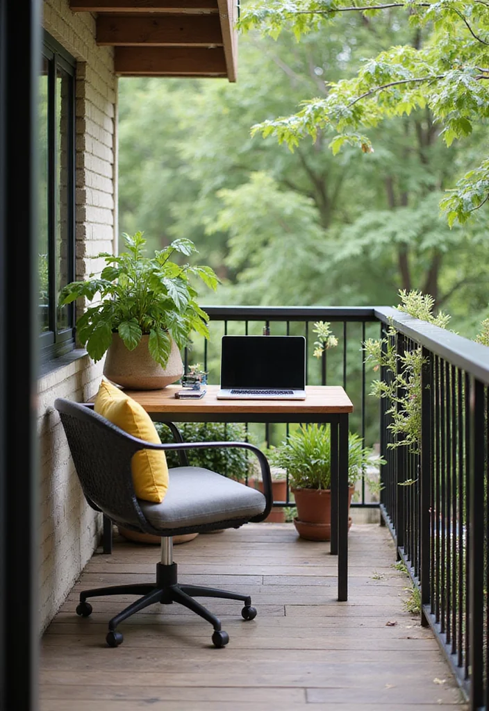 10 Bedroom Balcony Ideas for Simple Outdoor Enjoyment - 8. Balcony Office Retreat