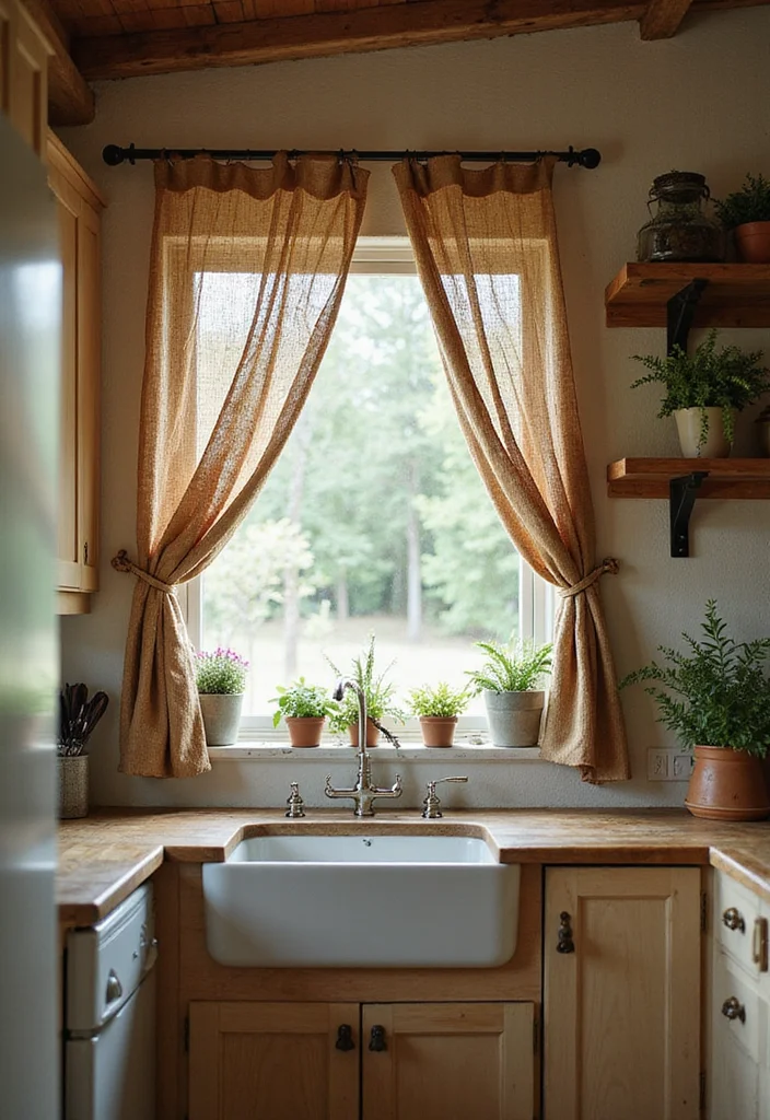 10 Curtain Ideas for Kitchens That Add Soft Light and Character - 2. Rustic Charm with Jute