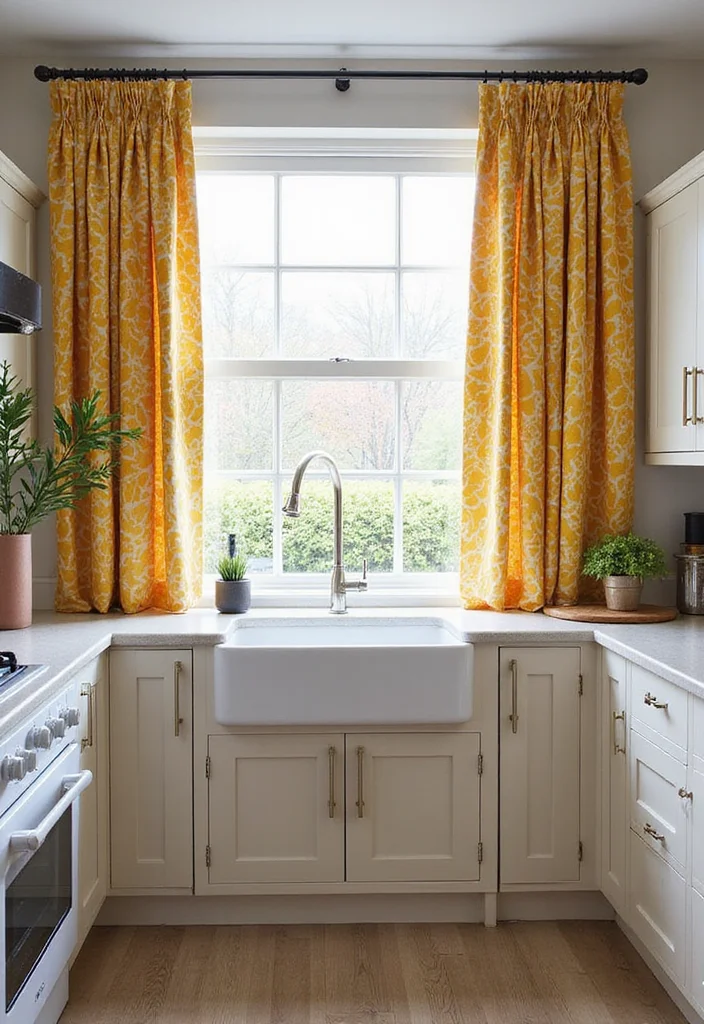 10 Curtain Ideas for Kitchens That Add Soft Light and Character - 3. Bold Patterns to Brighten Up