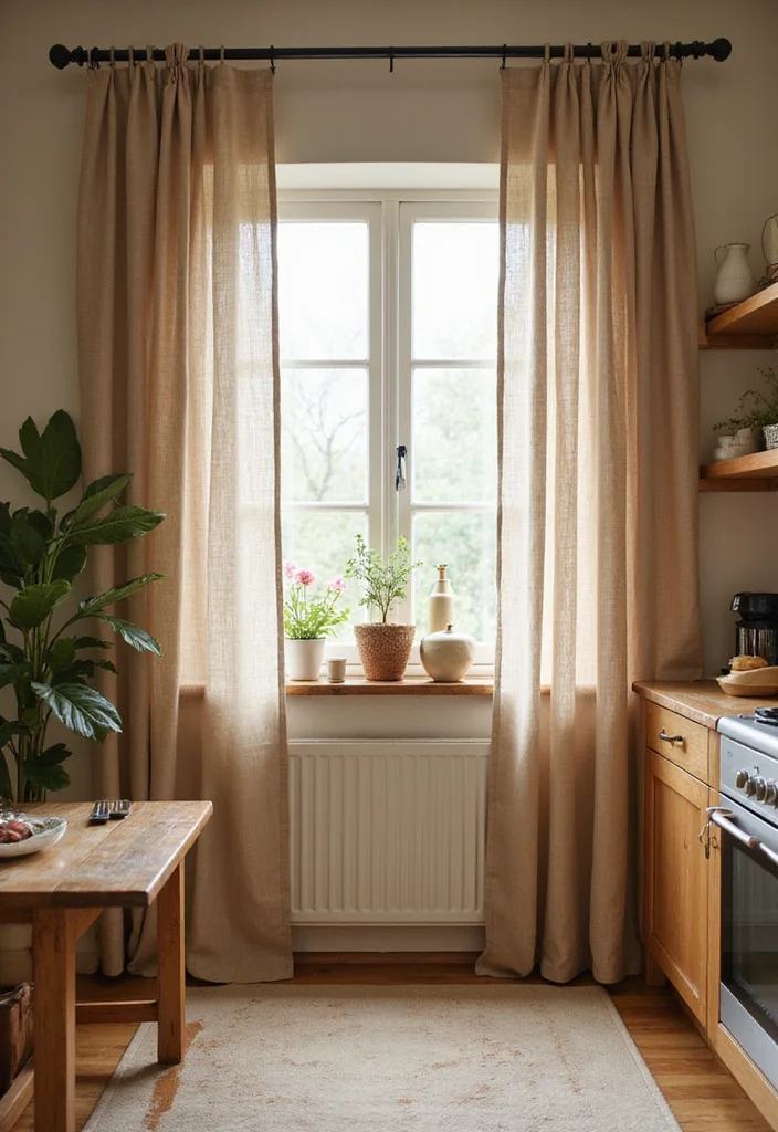 10 Curtain Ideas for Kitchens That Add Soft Light and Character - 6. Natural Fiber Wonders