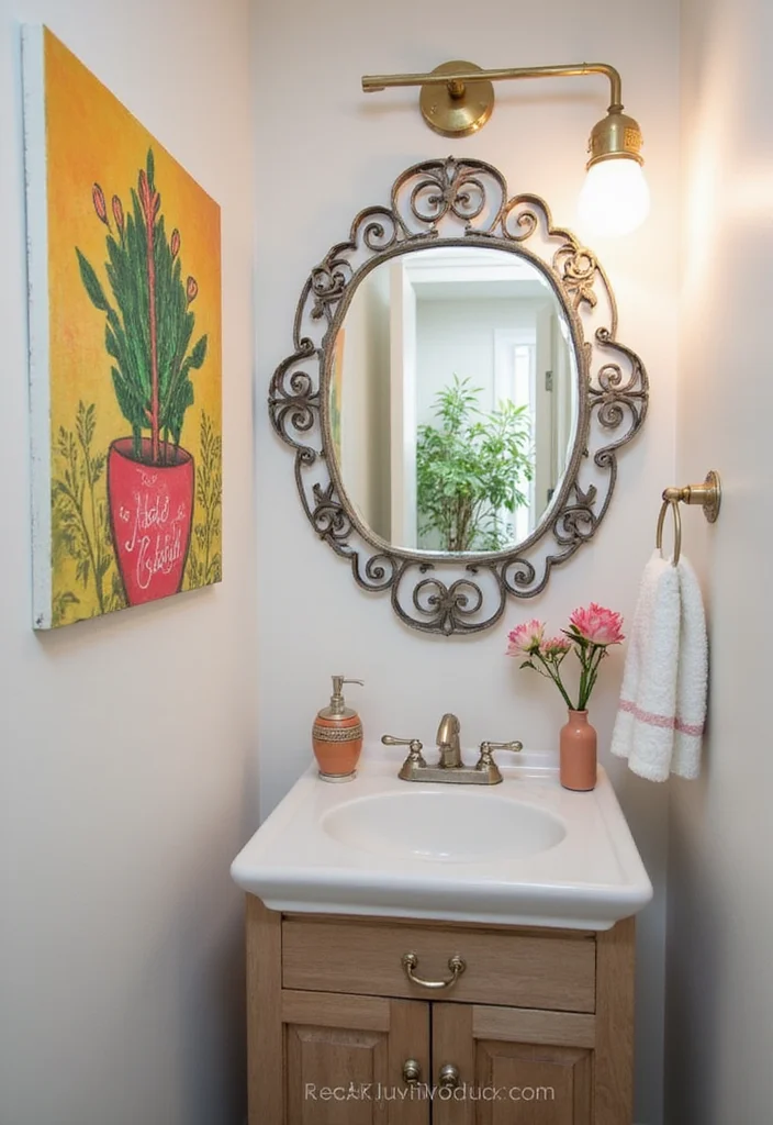 10 Half Bathroom Ideas for Polished Looks in a Small Footprint 67 10 Half Bathroom Ideas for Polished Looks in a Small Footprint - 7. Artistic Touches