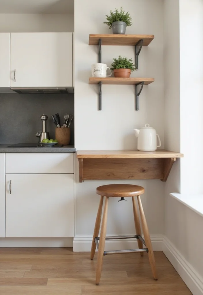 10 Kitchen Desk Ideas for a Useful Work Zone in Limited Space 67 10 Kitchen Desk Ideas for a Useful Work Zone in Limited Space 7. Wall Mounted Fold Down Desk