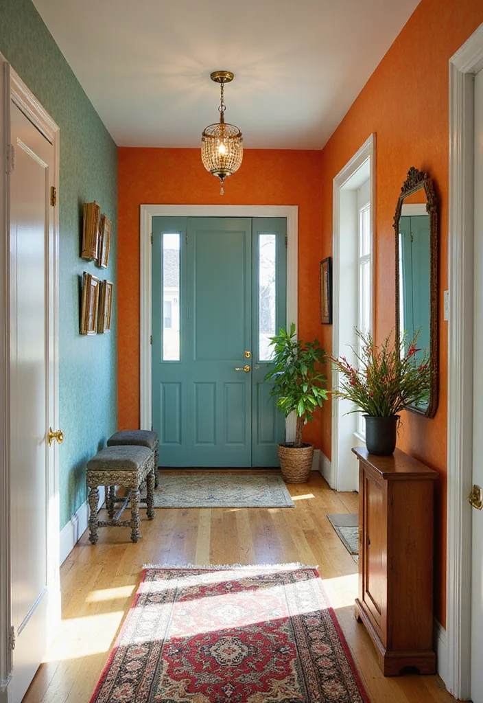 10 Living Room Entryway Ideas That Improve Flow and Function - 9. Colorful Accent Walls