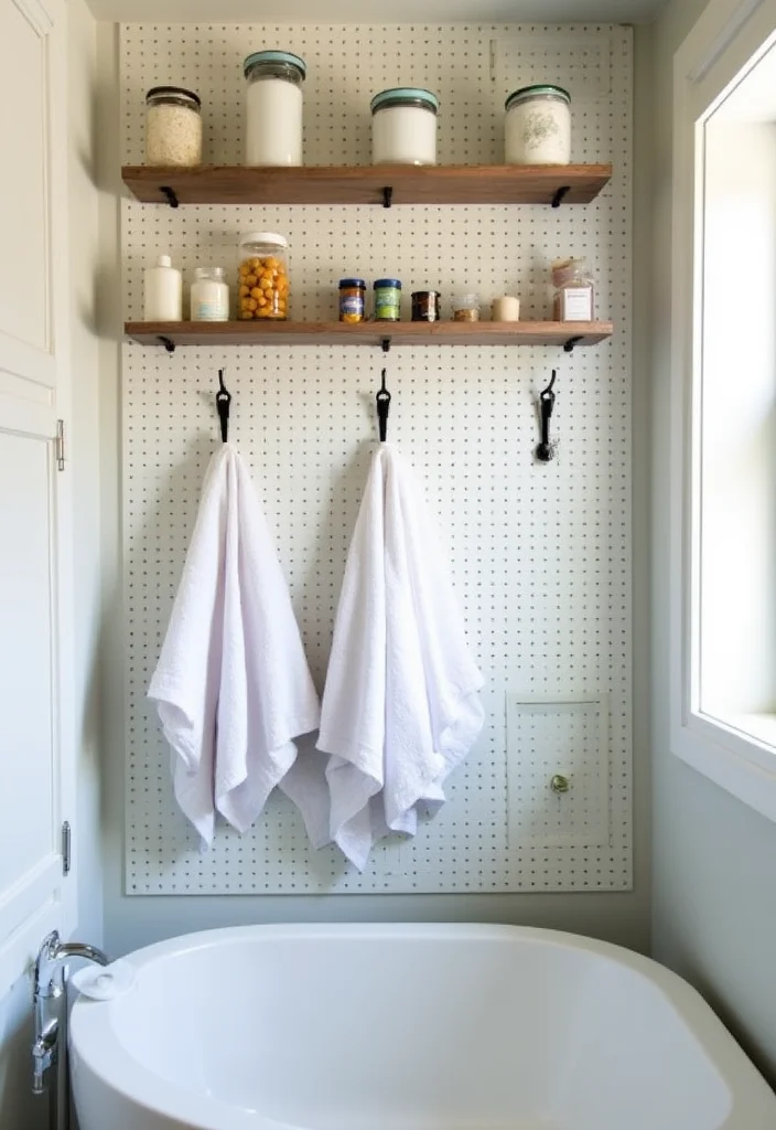12 Bathroom Shelving Ideas for Added Storage Without Bulk 122 12 Bathroom Shelving Ideas for Added Storage Without Bulk - 12. Pegboards