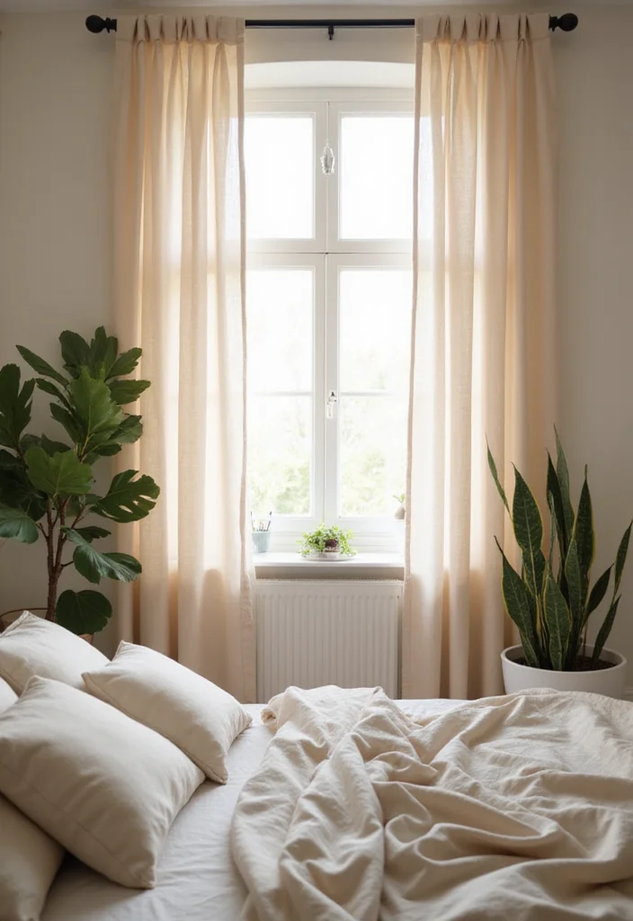 12 Bedroom Curtain Ideas That Transform Light and Atmosphere - 1. Organic Cotton Curtains for Soft Light