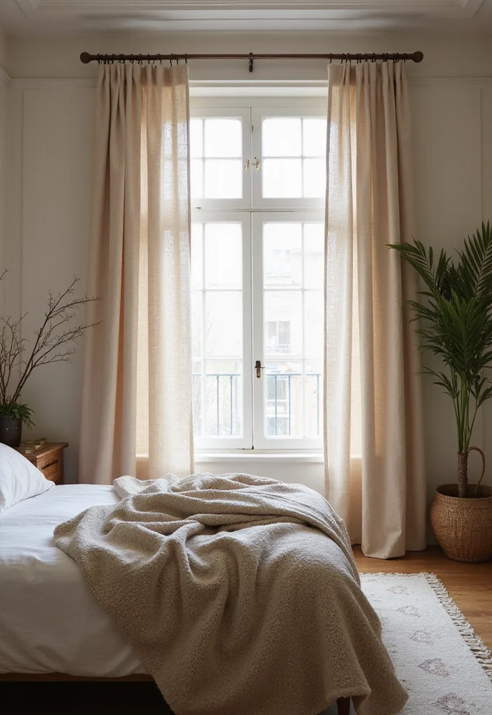 12 Bedroom Curtain Ideas That Transform Light and Atmosphere - 2. Linen Blends for a Natural Look