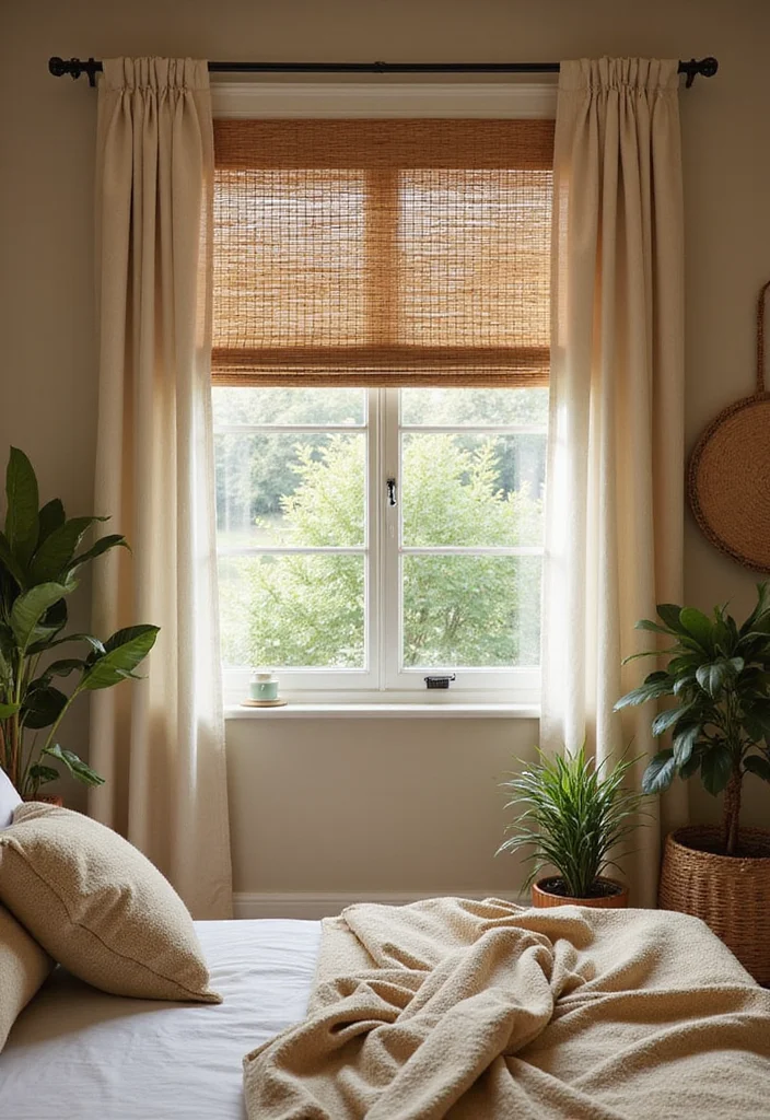 12 Bedroom Curtain Ideas That Transform Light and Atmosphere - 3. Bamboo Shades for Eco-Friendly Vibes