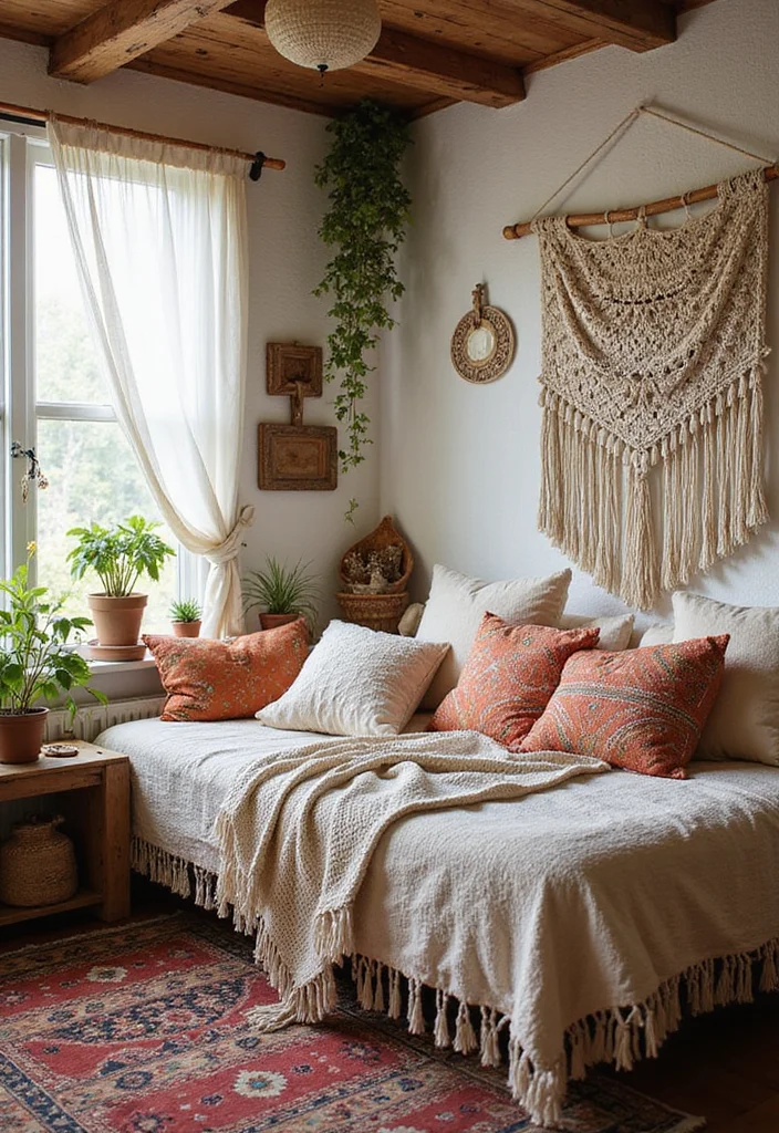 12 Bedroom Curtain Ideas That Transform Light and Atmosphere - 8. Macrame and Crochet Curtains for Boho Flair