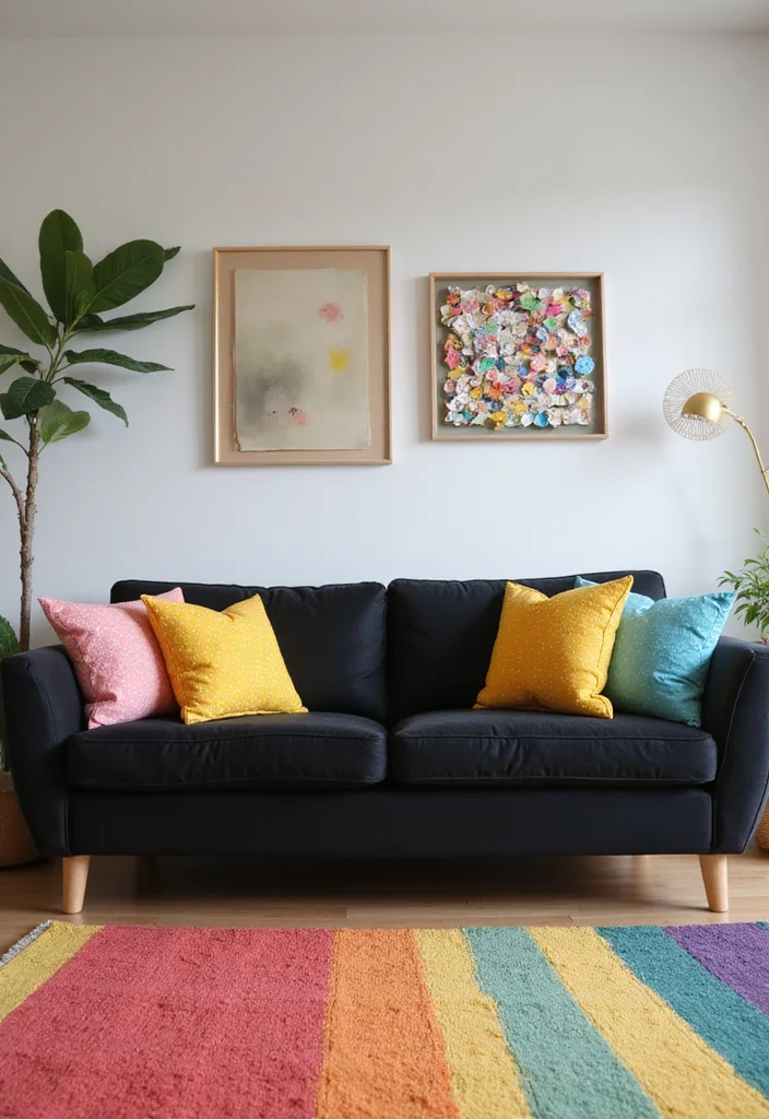 12 Black Couches Living Room Ideas for Sharp Modern Interiors 10. Family Friendly Design