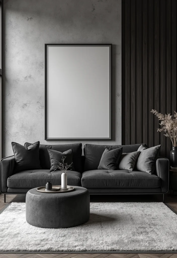 12 Black Couches Living Room Ideas for Sharp Modern Interiors 5. Monochrome Magic