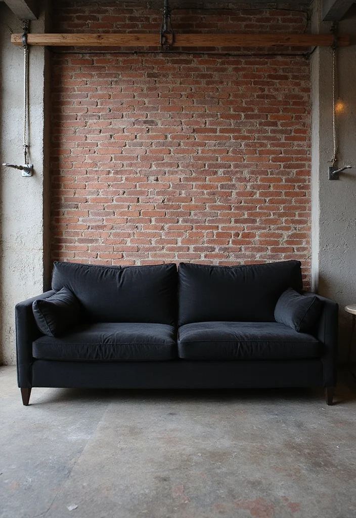 12 Black Couches Living Room Ideas for Sharp Modern Interiors 7. Industrial Chic