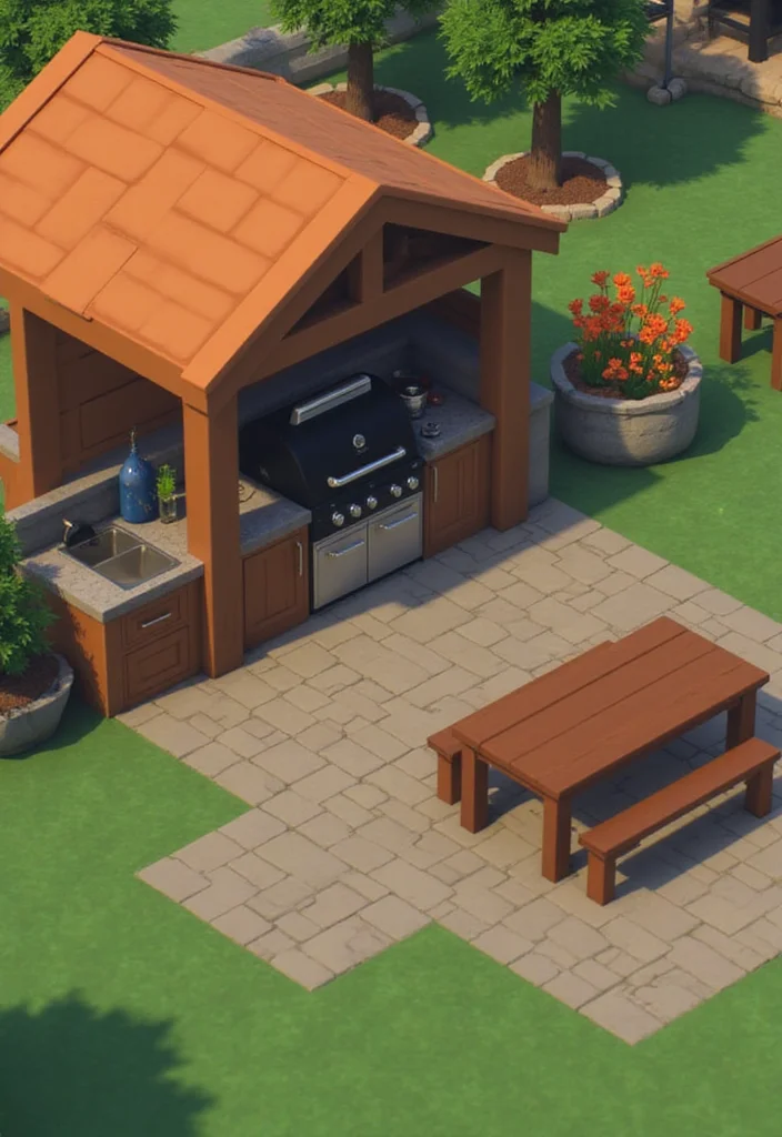 12 Bloxburg Backyard Ideas for Easy Creative Outdoor Builds 23 12 Bloxburg Backyard Ideas for Easy Creative Outdoor Builds - 3. Outdoor Kitchen Delight
