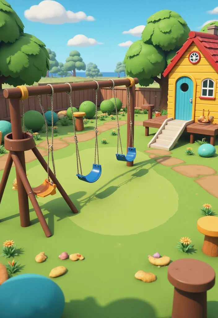 12 Bloxburg Backyard Ideas for Easy Creative Outdoor Builds 34 12 Bloxburg Backyard Ideas for Easy Creative Outdoor Builds - 4. Play Area for Kids