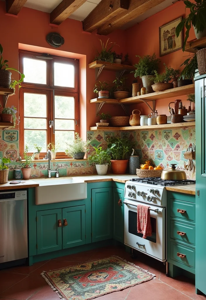 12 Bloxburg Kitchen Ideas for Cute Creative Functional Builds 34 12 Bloxburg Kitchen Ideas for Cute Creative Functional Builds - 4. Bohemian Bliss