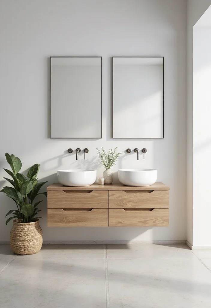 12 Double Vanity Bathroom Ideas for Better Flow and Morning Comfort - 1. Minimalist Marvels