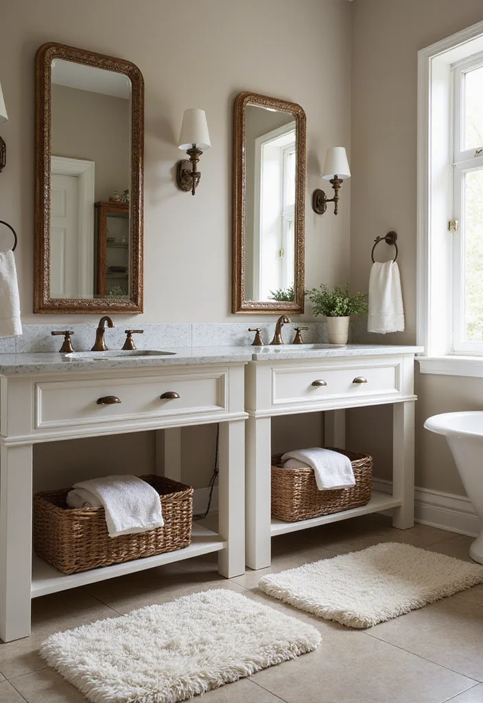 12 Double Vanity Bathroom Ideas for Better Flow and Morning Comfort - 10. Luxe Textures
