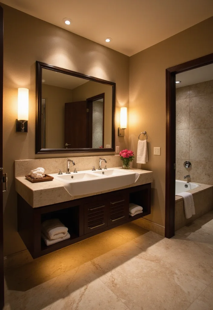 12 Double Vanity Bathroom Ideas for Better Flow and Morning Comfort - 11. Innovative Lighting