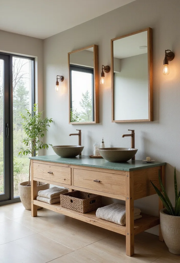 12 Double Vanity Bathroom Ideas for Better Flow and Morning Comfort - 5. Eco-Friendly Materials