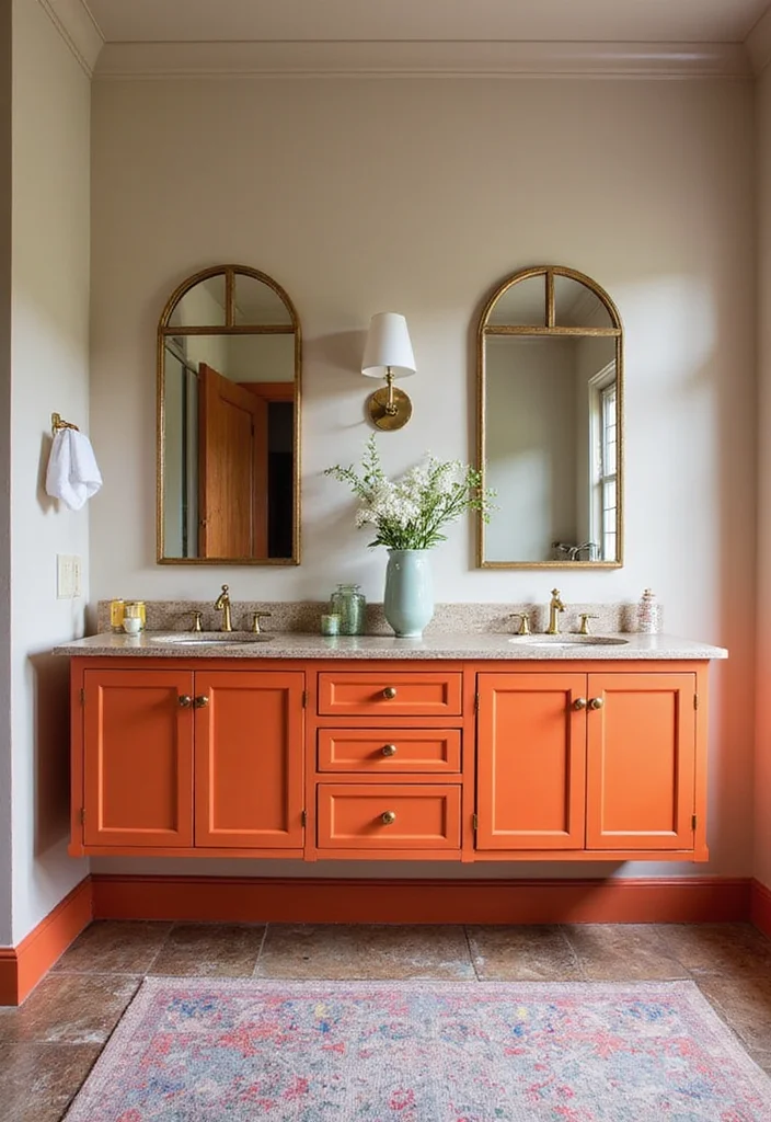 12 Double Vanity Bathroom Ideas for Better Flow and Morning Comfort - 7. Bold Colors