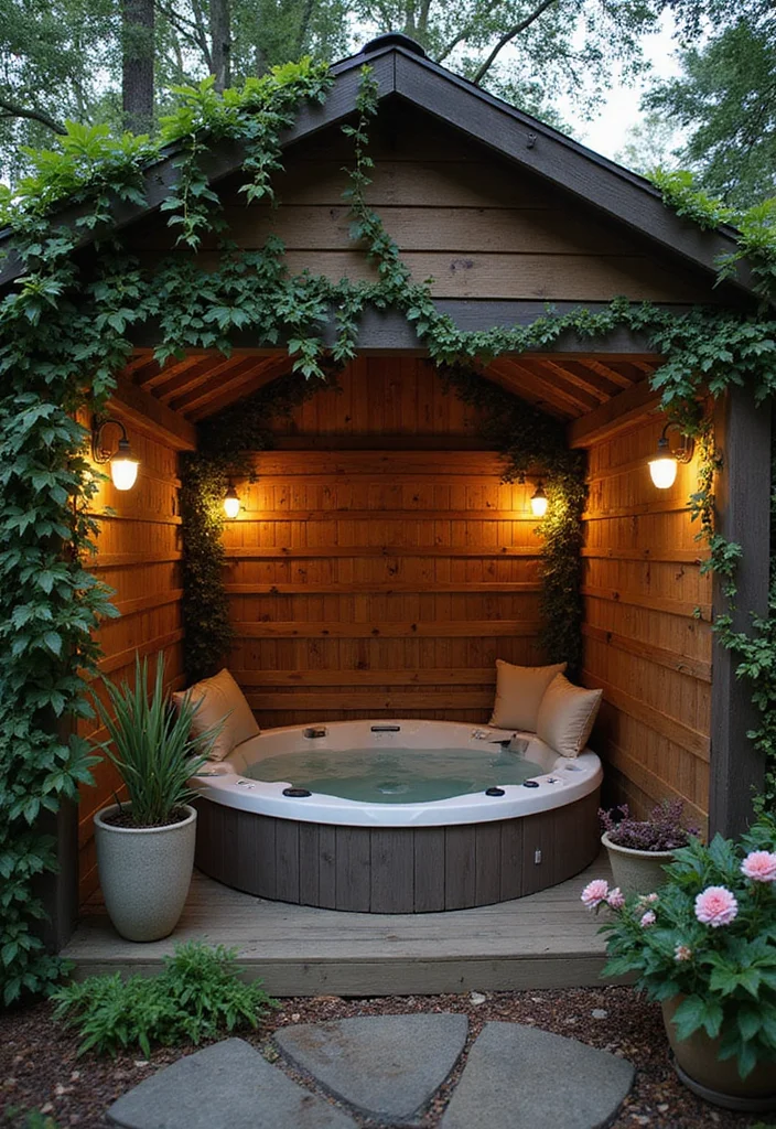 12 Hot Tub Backyard Ideas for Cozy Evenings and Relaxation 1 12 Hot Tub Backyard Ideas for Cozy Evenings and Relaxation - 1. Enclosed Hot Tub Nook