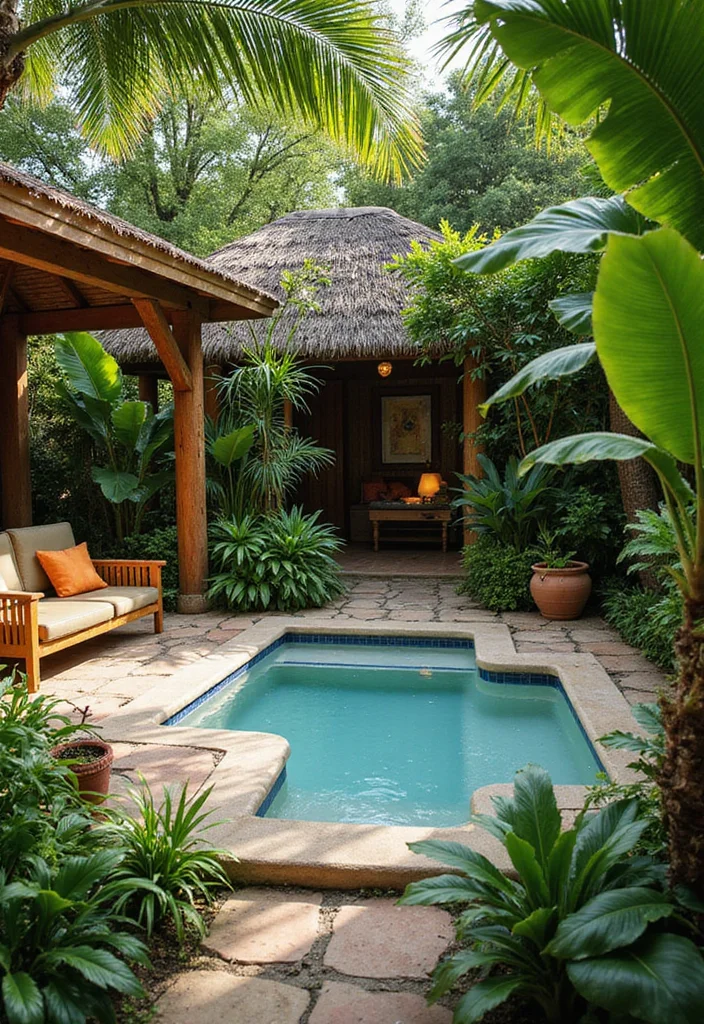 12 Hot Tub Backyard Ideas for Cozy Evenings and Relaxation 67 12 Hot Tub Backyard Ideas for Cozy Evenings and Relaxation - 7. Tropical Paradise Theme