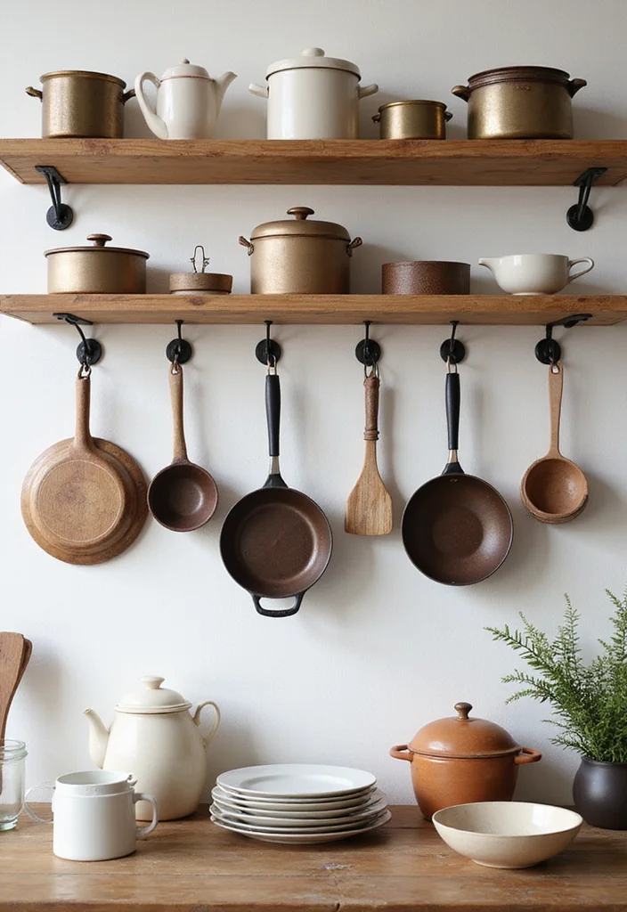 12 Kitchen Wall Decorating Ideas for Simple Stylish Improvements - 10. Hang Up Your Cookware