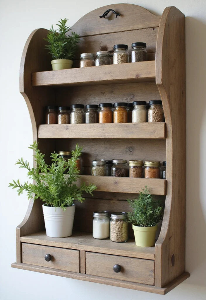 12 Kitchen Wall Decorating Ideas for Simple Stylish Improvements - 12. Install a Vintage Spice Rack
