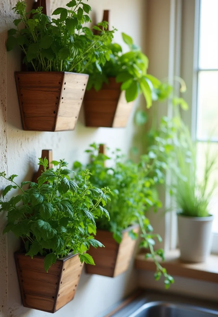12 Kitchen Wall Decorating Ideas for Simple Stylish Improvements - 7. Incorporate Herb Planters