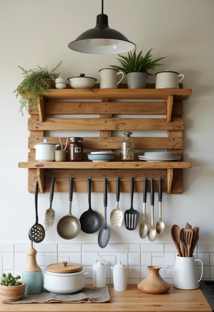 12 Kitchen Wall Decorating Ideas for Simple Stylish Improvements - 8. Rustic Wooden Pallet Decor