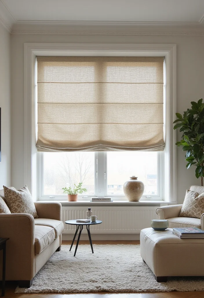 12 Living Room Curtain Ideas That Refresh Light and Mood - 10. Roman Shades: Contemporary Layout